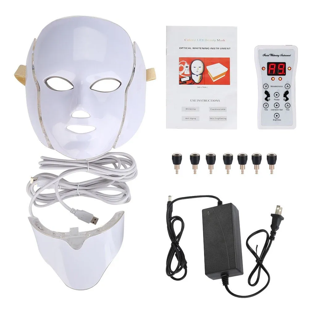 7 Colors Light LED Facial Mask with Neck Face Care Treatment Beauty
