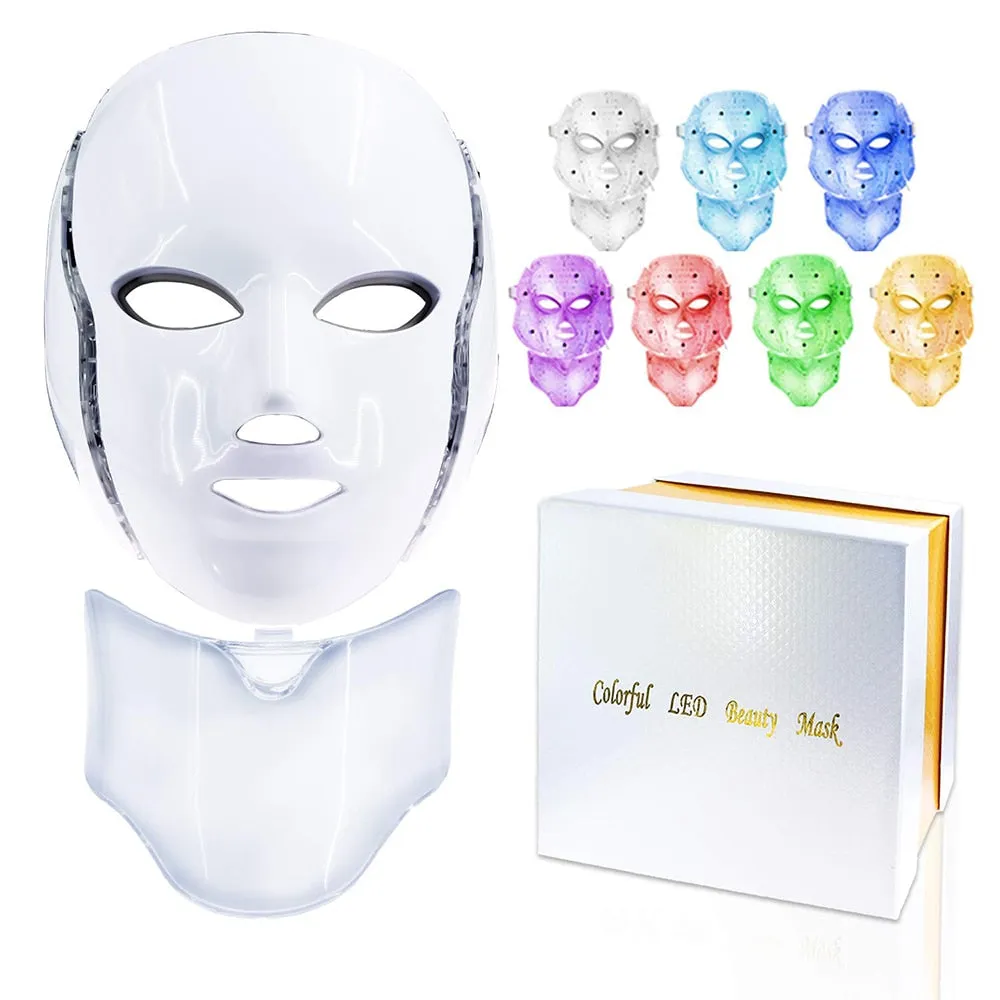7 Colors Light LED Facial Mask with Neck Face Care Treatment Beauty