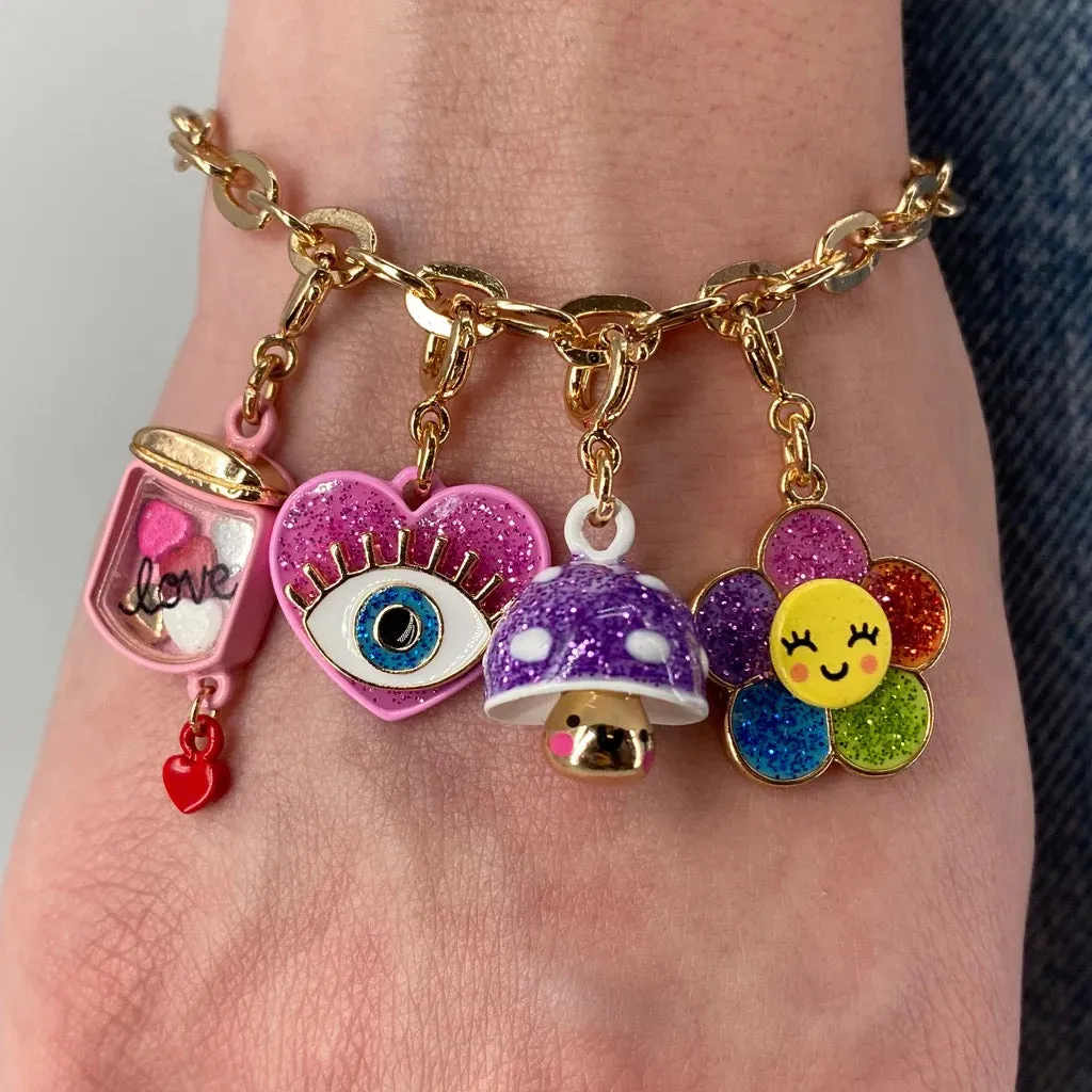 CHARM IT! Gold Glitter Happy Flower Char