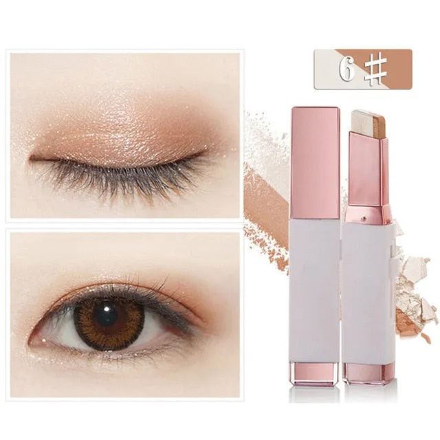 Fashion Eye Shadow Stick Double Color Eyes Makeup Cream Natural  Shimmer Glitter
