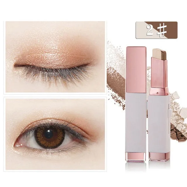 Fashion Eye Shadow Stick Double Color Eyes Makeup Cream Natural  Shimmer Glitter