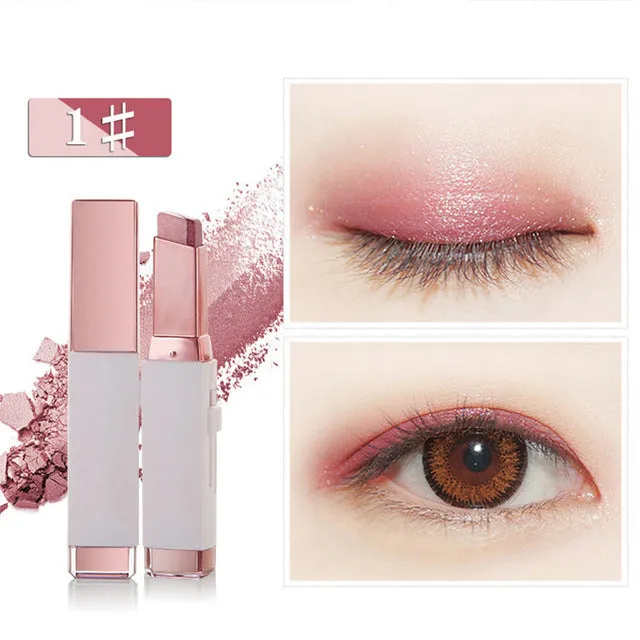 Fashion Eye Shadow Stick Double Color Eyes Makeup Cream Natural  Shimmer Glitter