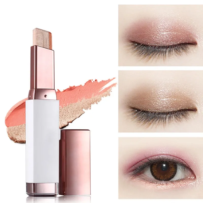 Fashion Eye Shadow Stick Double Color Eyes Makeup Cream Natural  Shimmer Glitter
