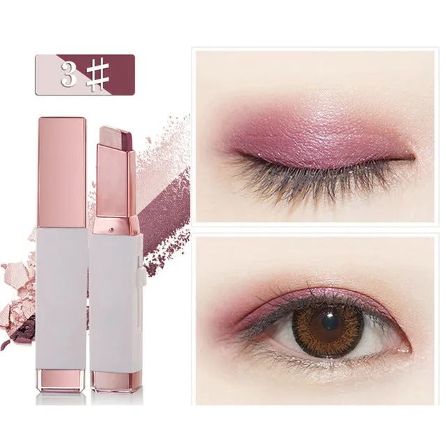 Fashion Eye Shadow Stick Double Color Eyes Makeup Cream Natural  Shimmer Glitter