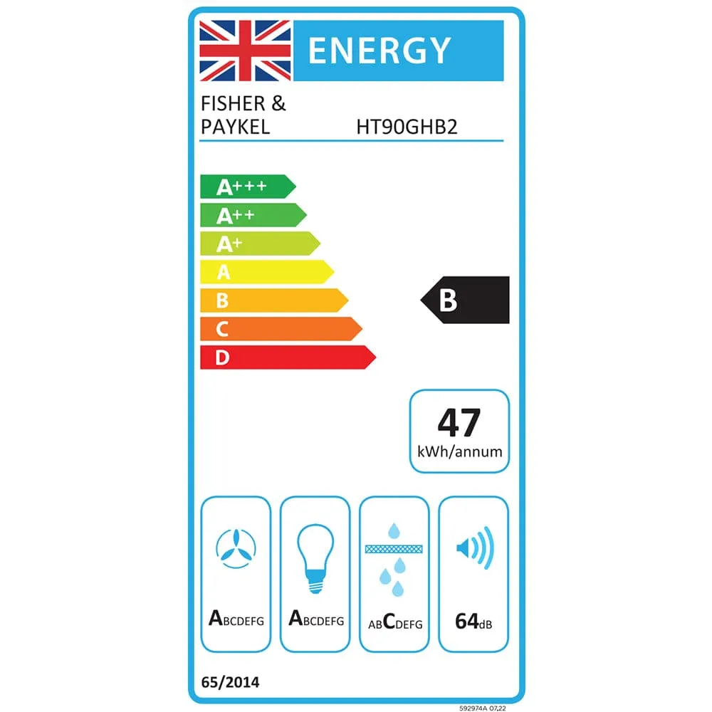 Fisher & Paykel Series 7 HT90GHB2 90cm Chimney Hood Type of Extraction - Ducted and Recirculation