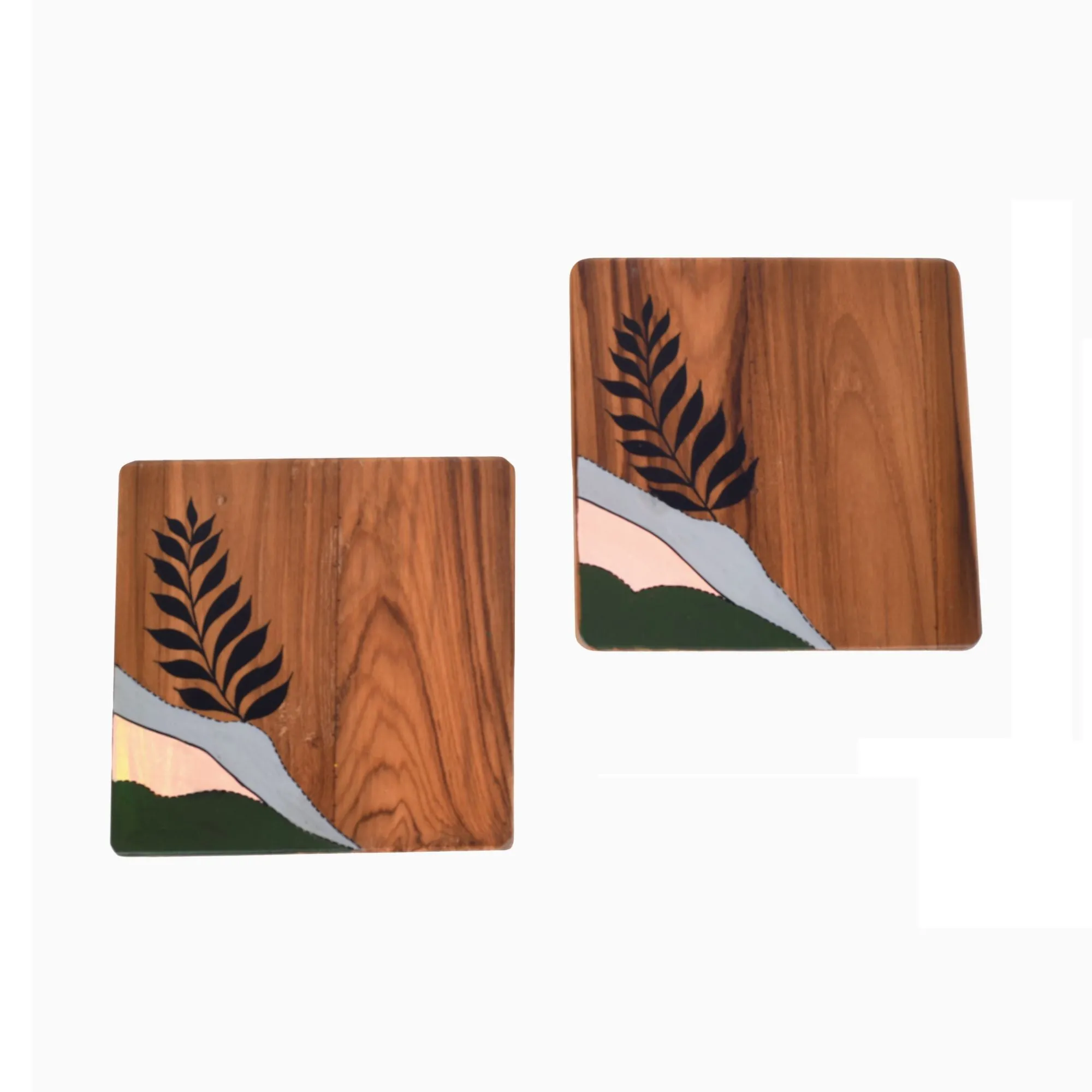Leaf Patterns Trivets Set Of 2 (6x6x0.2)