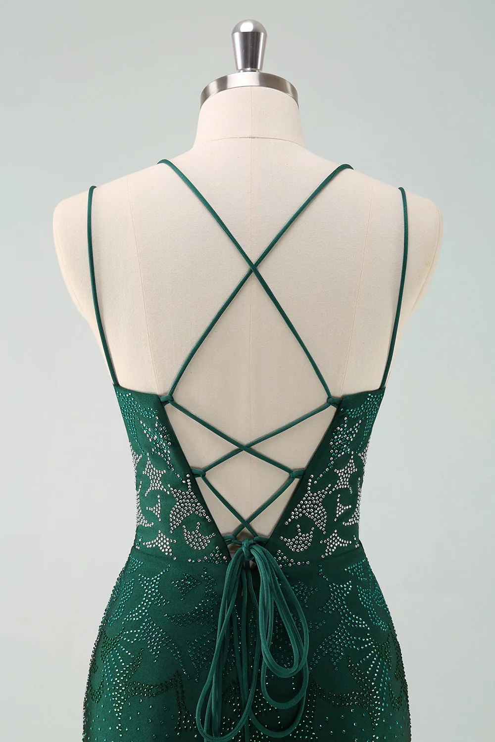 Luolandi Glitter Dark Green Tight Homecoming Dresses with Lace Up Back Sexy Party Dress