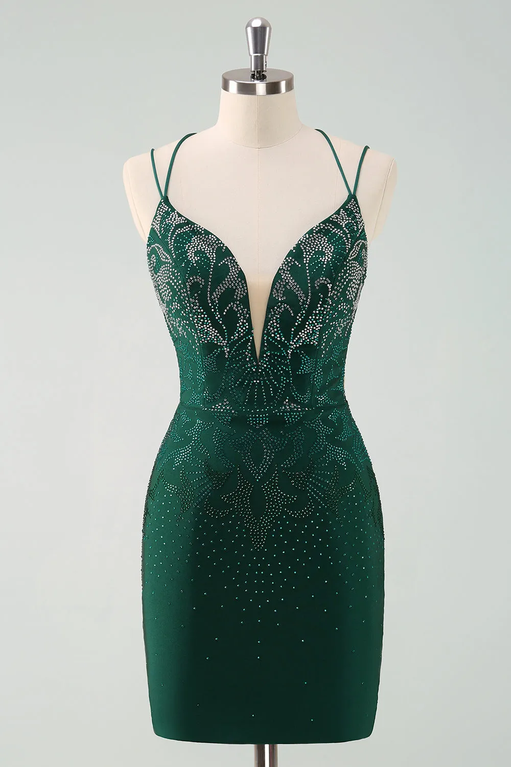 Luolandi Glitter Dark Green Tight Homecoming Dresses with Lace Up Back Sexy Party Dress