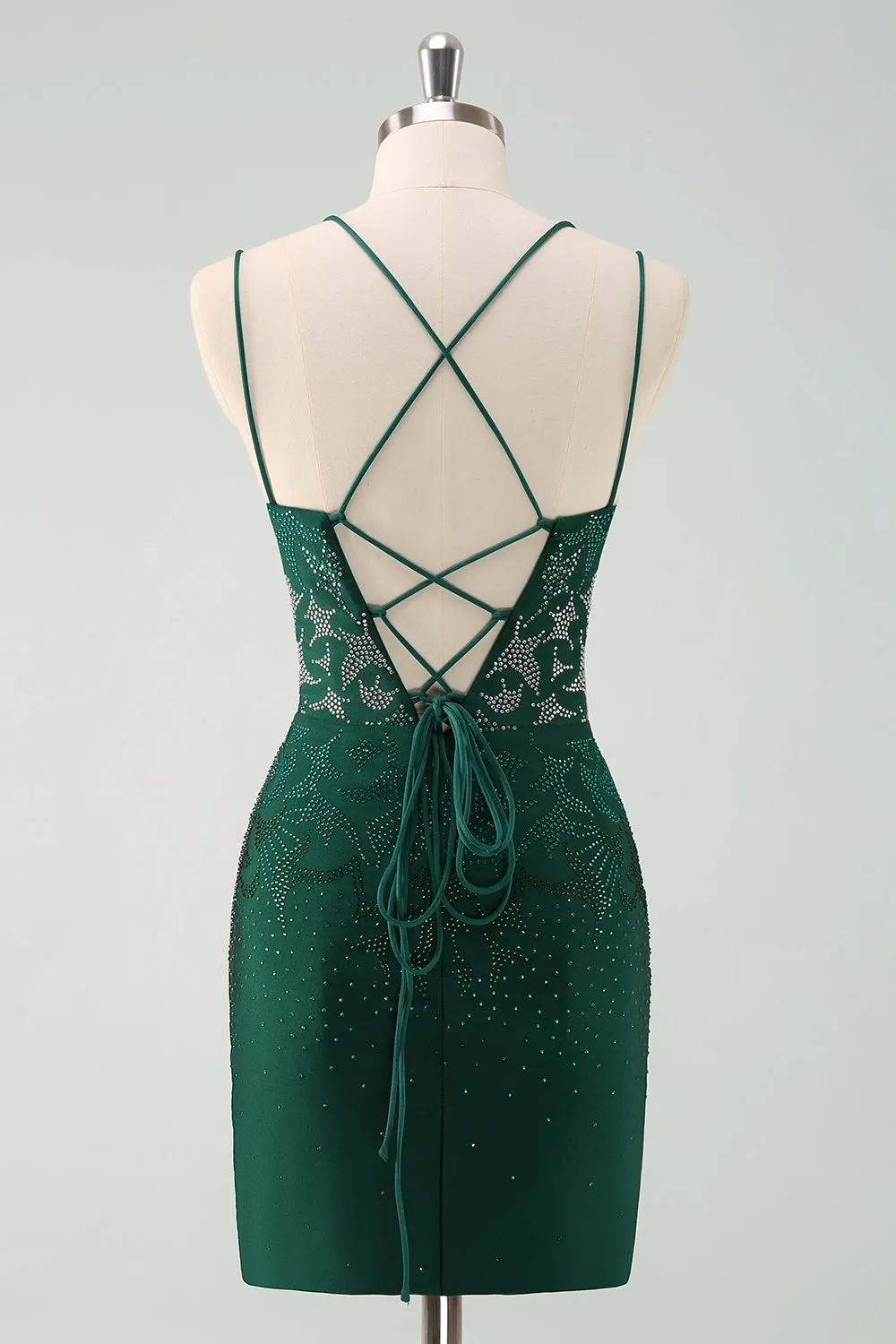 Luolandi Glitter Dark Green Tight Homecoming Dresses with Lace Up Back Sexy Party Dress