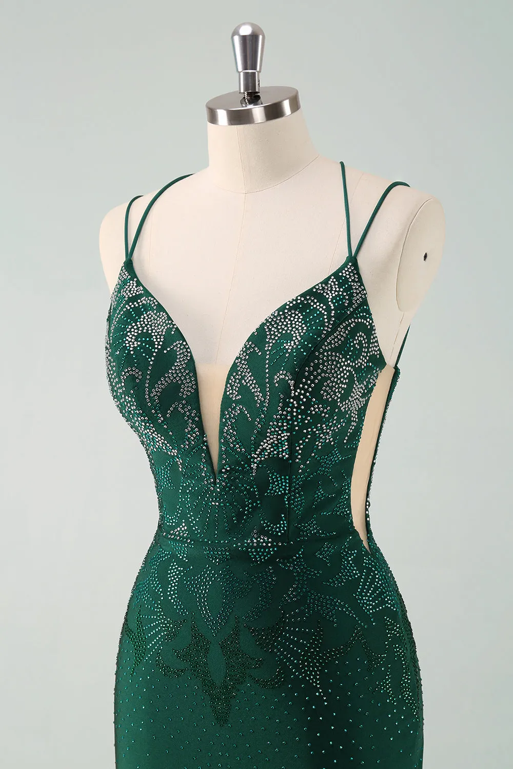 Luolandi Glitter Dark Green Tight Homecoming Dresses with Lace Up Back Sexy Party Dress