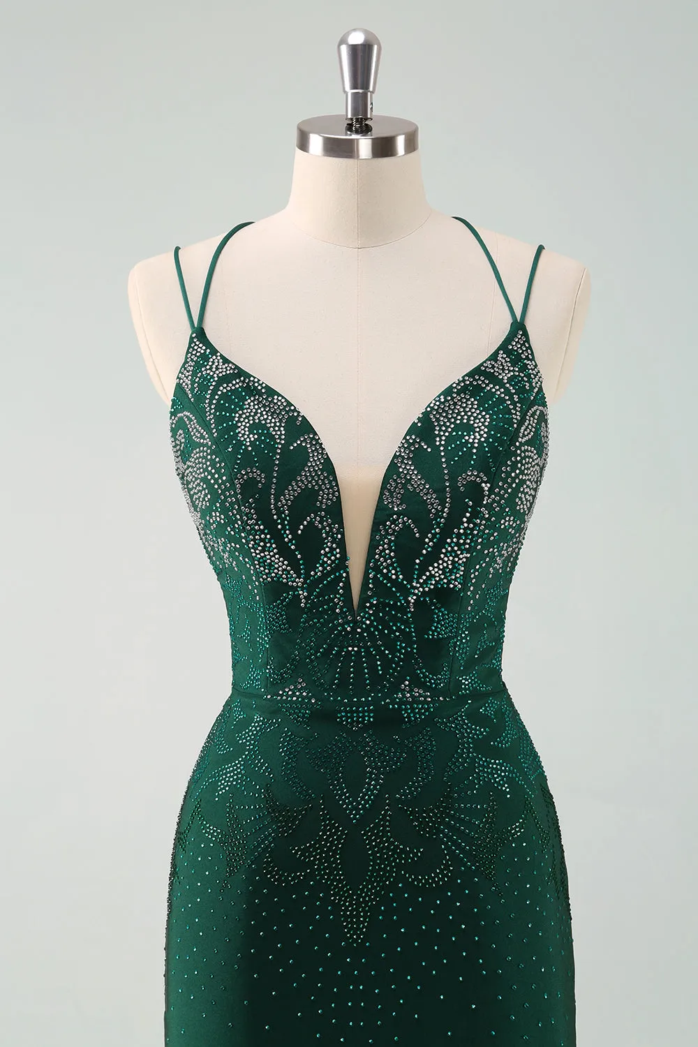 Luolandi Glitter Dark Green Tight Homecoming Dresses with Lace Up Back Sexy Party Dress
