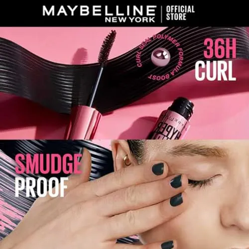 Maybelline New York Hypercurl Mascara, Curls Lashes, Highly Pigmented Colour, Long-lasting, Washable, Black 9.2ml