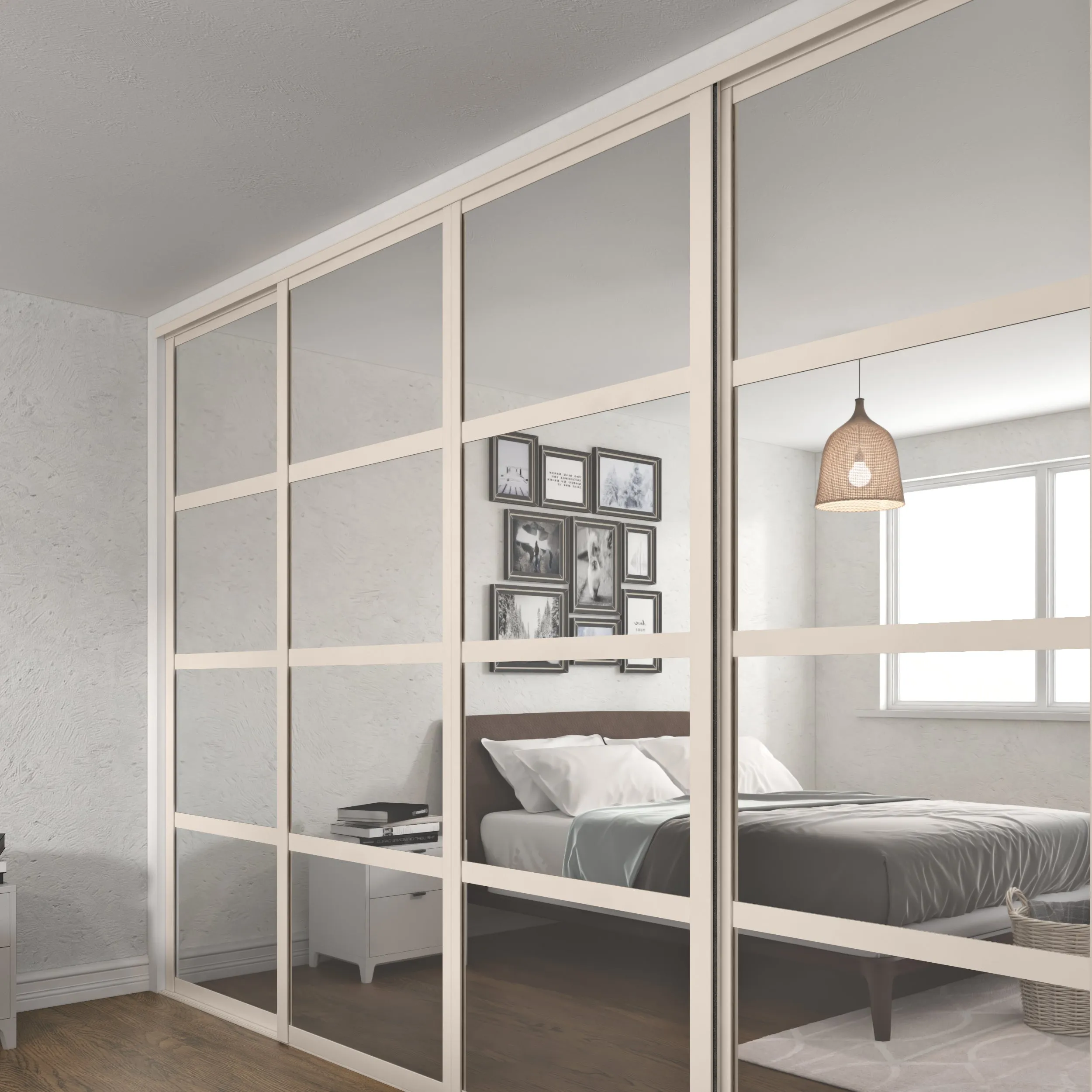 Shaker Luxe Cashmere Frame 4 Mirror Door Sliding Wardrobe Kit