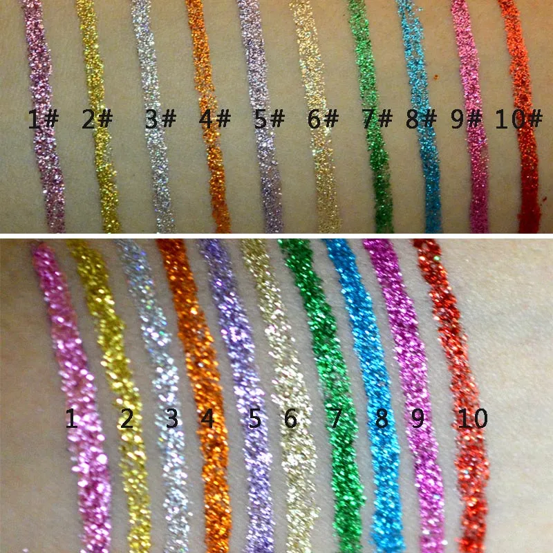 Shimmer Glitter Eyes Liner  Easy to Wear Waterproof Pigment Glitter Makeup