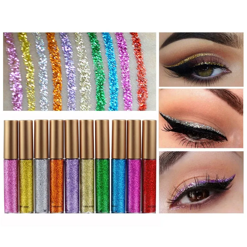 Shimmer Glitter Eyes Liner  Easy to Wear Waterproof Pigment Glitter Makeup