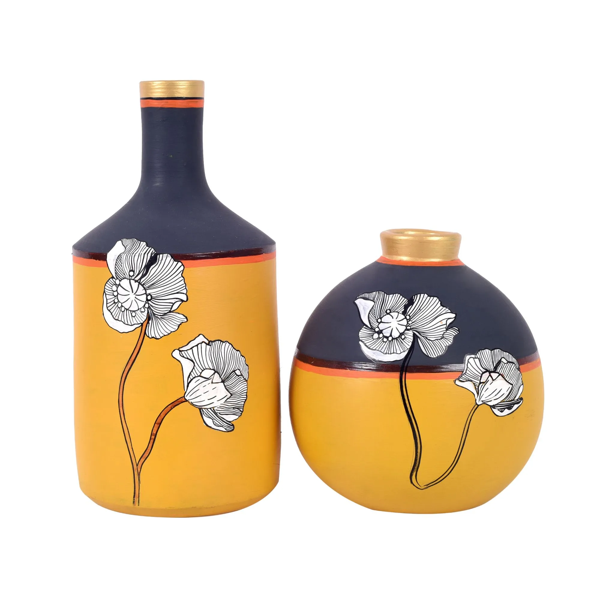 Sunflower Dreams Terracotta Vases (Set of 2) (4x9/5x6)